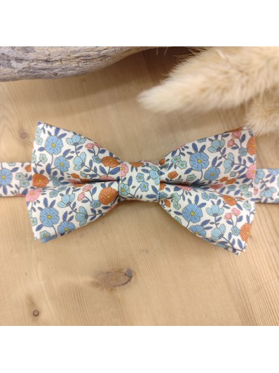 Noeud papillon homme double en tissu fleuri – Mariage champêtre