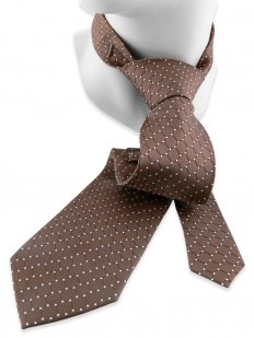 Cravate marron et petits pois blancs
