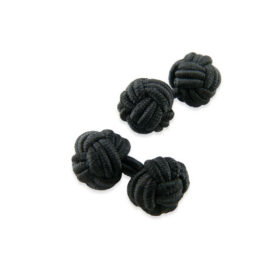 Knot 10 - Bouton de manchette en soie noire