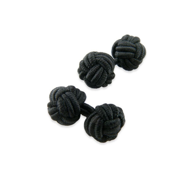 Knot 10 - Bouton de manchette en soie noire