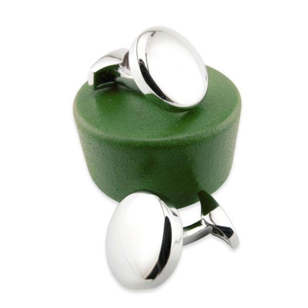 Metal 60 - Bouton de manchette rond argenté