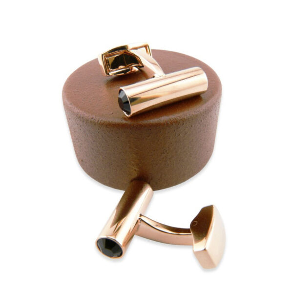 Crystal 90 - Bouton de manchette dorure rose et cristal noir