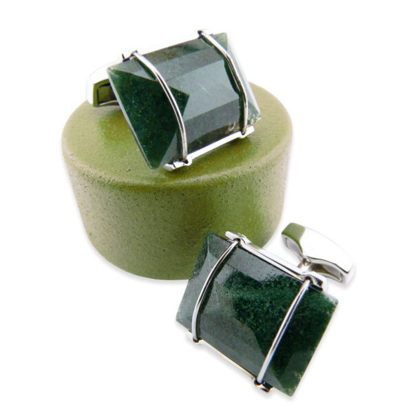 Stone 220 - Bouton de manchette en Agathe mousse
