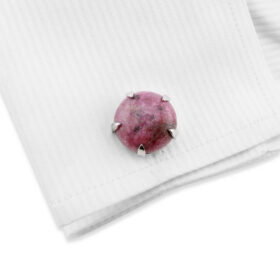 Stone 170 - Bouton de manchette rond en pierre rose