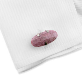 Stone 180 - Bouton de manchette en navette de pierre rose