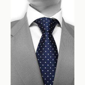 Motive 190 - Cravate classique bleu marine à pois argentés