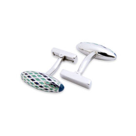 Enamel 120 - Bouton de manchette forme ballon de rugby