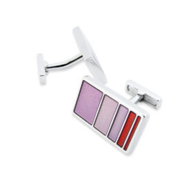 Enamel 160 - Bouton de manchette rectanglaire à panneaux d'émail parme et rouge