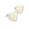 Enamel 170 - Bouton de manchette en forme de cœur en émail de couleur beige ivoire ﻿