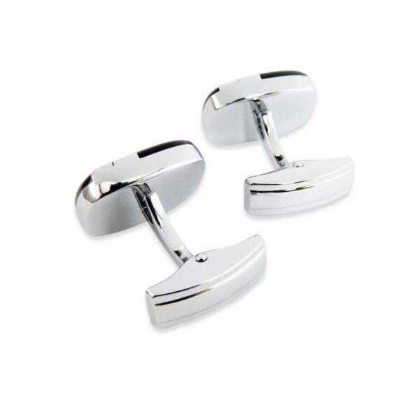 Enamel 110 - Bouton de manchette argent et noir en métal émaillé