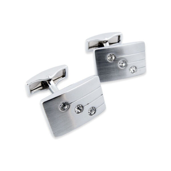 Crystal 190 - Bouton de manchette en métal brossé et diamants de cristal