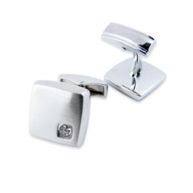Crystal 110 - Bouton de manchette en métal brossé et solitaire de cristal Swarovski