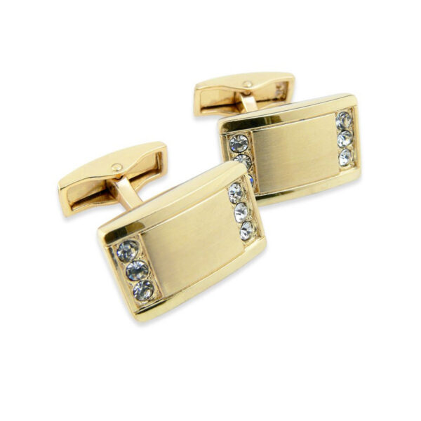 Crystal 220 - Bouton de manchette plaqué or jaune brossé