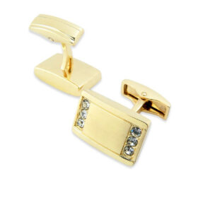 Crystal 220 - Bouton de manchette plaqué or jaune brossé