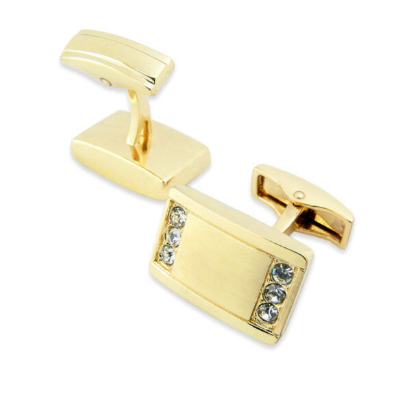 Crystal 220 - Bouton de manchette plaqué or jaune brossé
