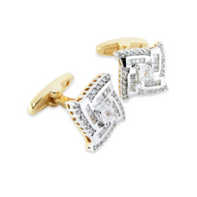 Crystal 290 - Bouton de manchette original en zirconia et monture bicolore