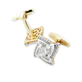 Crystal 290 - Bouton de manchette original en zirconia et monture bicolore
