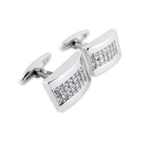 Crystal 270 - Bouton de manchette à barre de zirconia blancs