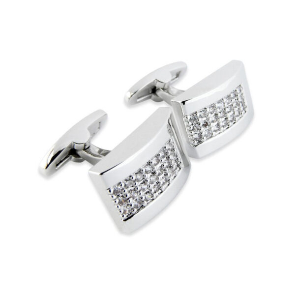 Crystal 270 - Bouton de manchette à barre de zirconia blancs
