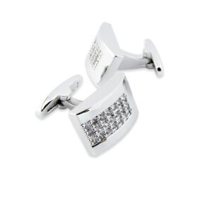 Crystal 270 - Bouton de manchette à barre de zirconia blancs