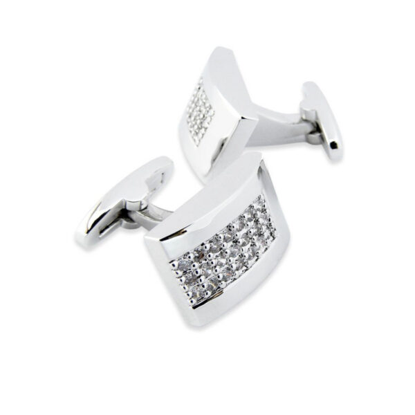 Crystal 270 - Bouton de manchette à barre de zirconia blancs