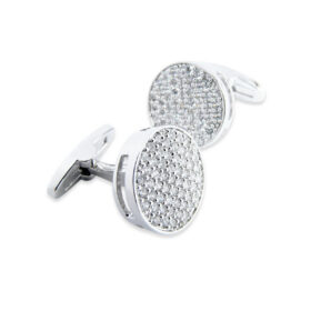 Crystal 260 - Bouton de manchette en zirconia sur monture panier en rhodium