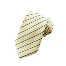Stripe 105 - Cravate de couleur jaune pâle à fines rayures bleues
