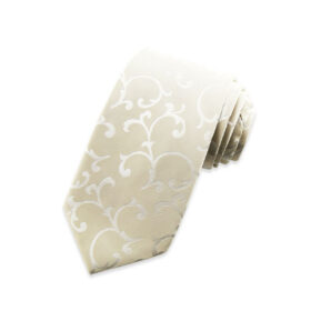 Paisley 45 - Cravate mariage-cérémonie, beige-ivoire, à motif