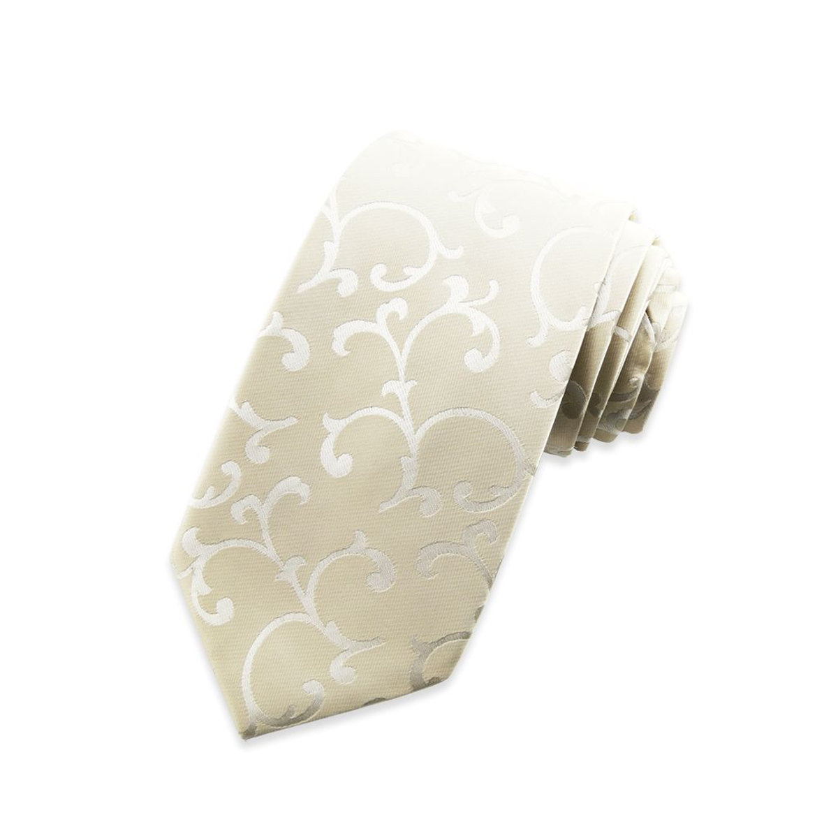 Paisley 45 - Cravate mariage-cérémonie, beige-ivoire, à motif
