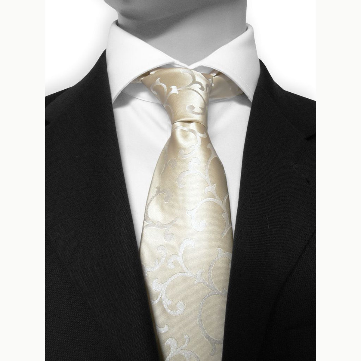 Paisley 45 - Cravate mariage-cérémonie, beige-ivoire, à motif