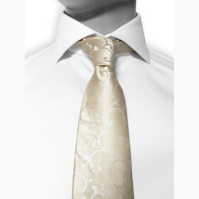 Paisley 45 - Cravate mariage-cérémonie, beige-ivoire, à motif