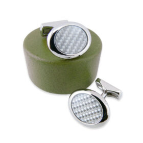 Carbon 90 - Boutons de manchette ovale en fibre de carbone grise