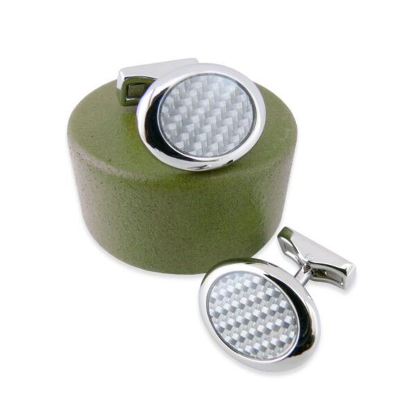 Carbon 90 - Boutons de manchette ovale en fibre de carbone grise