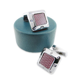 Carbon 130 - Bouton de manchette original en fibre de carbone rouge.