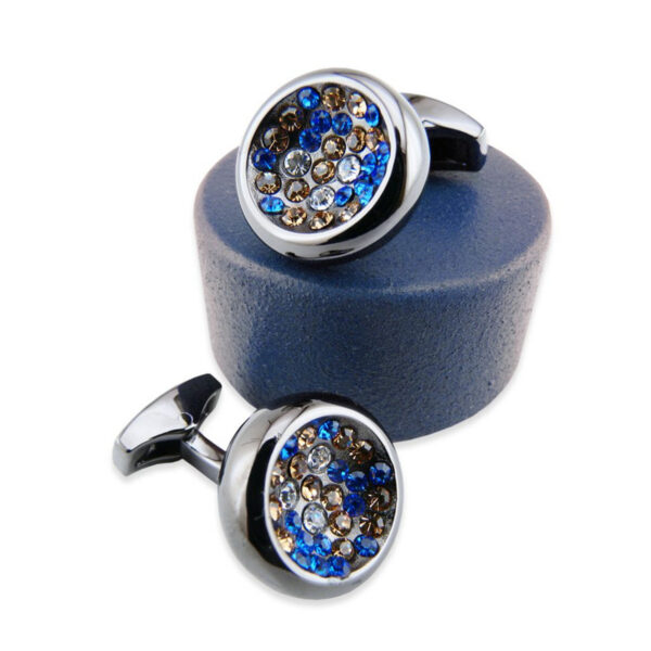 Crystal 310 - Élégant﻿ bouton de manchette de couleur bronze, en cristal Swarovski bleu et jaune.