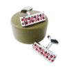 Boutons de manchette rectangulaires en émail et rubis de cristal Swarovski.