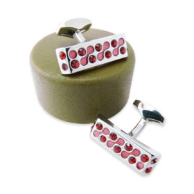 Boutons de manchette rectangulaires en émail et rubis de cristal Swarovski.