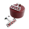 Boutons de manchette rectangle en émail rouge et cristaux grenats.﻿