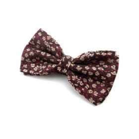 Noeud papillon Bordeaux à fleurs