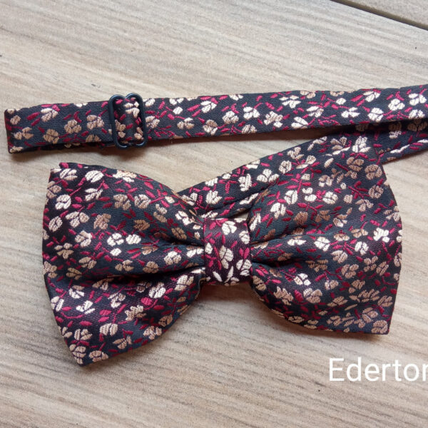 Noeud papillon Bordeaux à fleurs