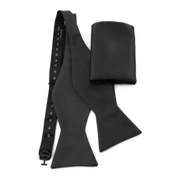 Noeud papillon noir avec pochette assortie