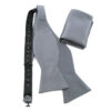 Noeud papillon gris avec pochette assortie