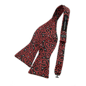 Noeud papillon Noir Noir motifs rouge bordeaux
