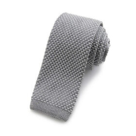 Cravate tricot gris argent