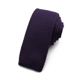 Cravate tricot violet foncé
