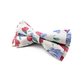Noeud papillon Blanc à fleurs