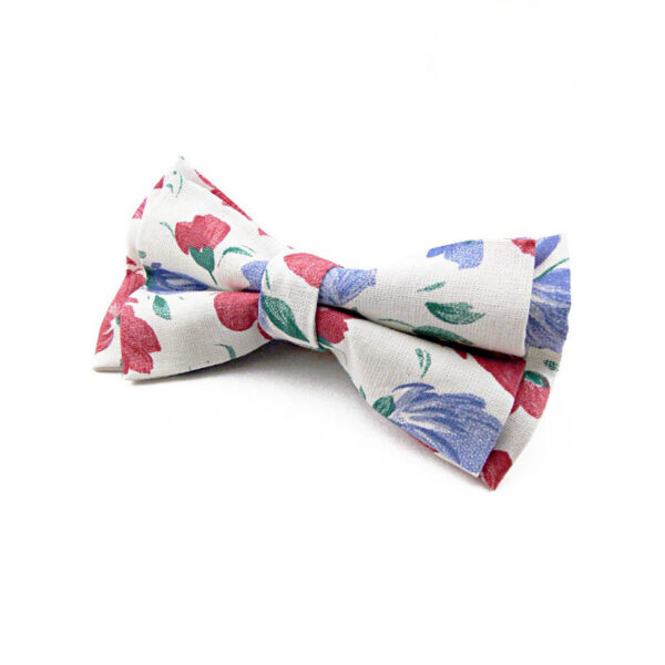 Noeud papillon Blanc à fleurs