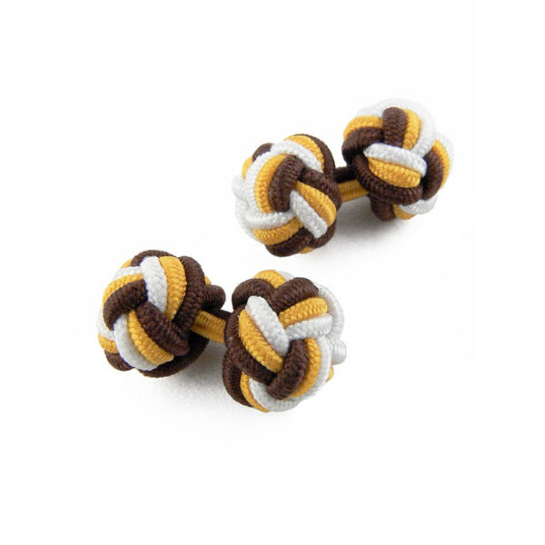 Boutons de manchette marron jaune et blanc