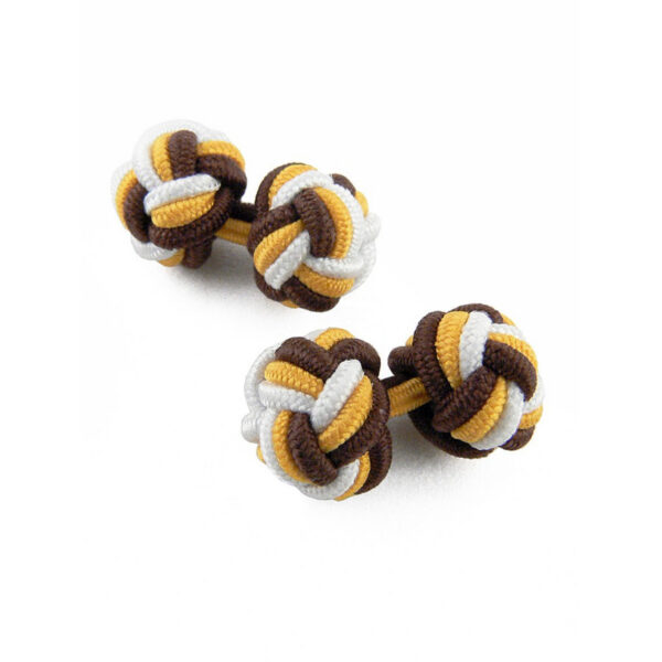 Boutons de manchette marron jaune et blanc