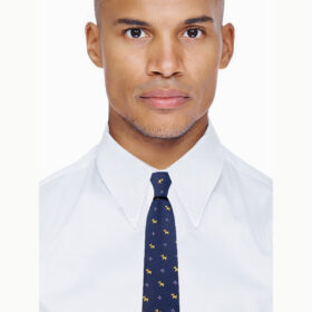 Cravate bleu marine motif chien